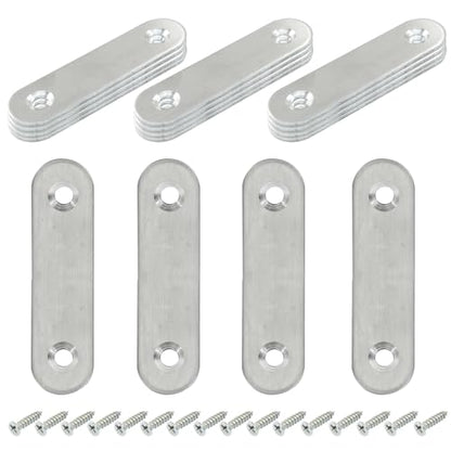 16 Pack 2.5 Inch Stainless Steel Flat Plate Straight Bracket - size: 2.5"-60mm-Silver