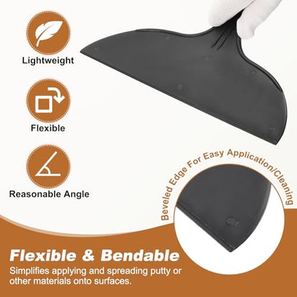 HARFINGTON 5pcs Putty Knife Scraper 10" Width Flexible Plastic Black - color: Black, size: 10"