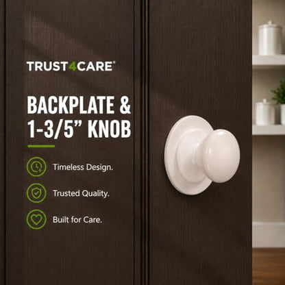 trust4care 4-Pack 2.3" White Backplates of Bifold Closet Door Cabinet Knob - color: White, size: Set of 4