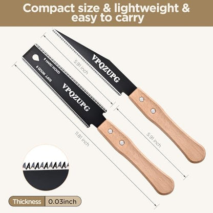 2 Pack Japanese Saw 6 Inch, 17/11 TPI Pull Saw for Woodworking Tools