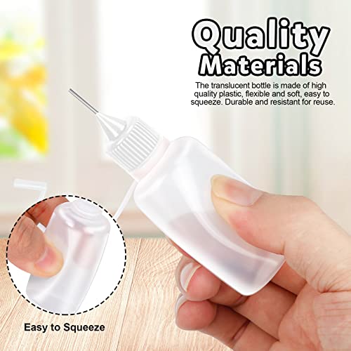 YGDZ Precision Tip Applicator Bottles, 12 Pcs 1oz Needle Fine Tip Glue Bottles With 5 Mini Funnels - color: White Tip