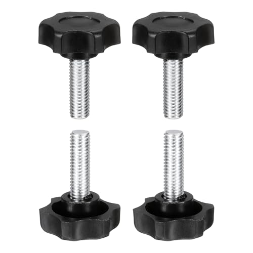 HARFINGTON 4 Pcs Star Knobs Handles M8 x 25mm (1.25mm Pitch) Male Thread Metric Carbon Steel Hand Tightening Clamping Screws Threaded Stud Knob Bolts for Woodworking Jigs, Black - size: M8 x 25mm