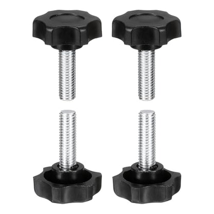 HARFINGTON 4 Pcs Star Knobs Handles M8 x 25mm (1.25mm Pitch) Male Thread Metric Carbon Steel Hand Tightening Clamping Screws Threaded Stud Knob Bolts for Woodworking Jigs, Black - size: M8 x 25mm