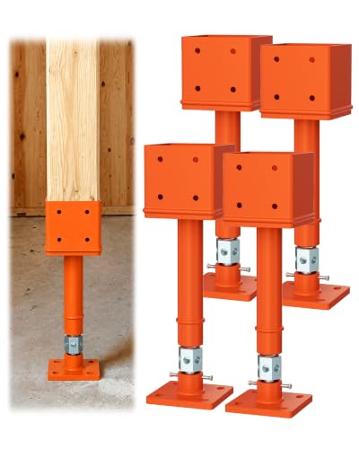 FMhotu Screw Jack Post, 4" x 4" Adjustable Shore Jack, 66000 lbs Max Load Capacity, Temporary House Pole for Leveling, Lifting Floor Crawlspace Basement Shore Beam(Orange) - color: Orange, size: 4x4 4pcs