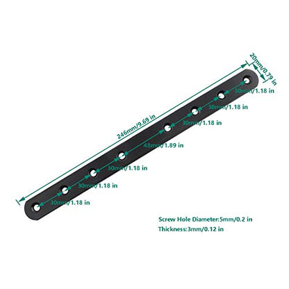 4 Pack Flat Mending Plate for Wood, ULIFESTAR Black Iron Flat Straight Brace Brackets Metal Repair Fixing Wood Brace Joining Plates Connector for Repairing Wooden Furniture with Mounting Screws - size: 10 x 0.79 x 0.12 inches