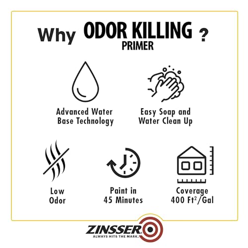 Rust-Oleum Zinsser 307648 Odor Killing Primer, White, Quart - size: 32 Fl Oz (Pack of 1)