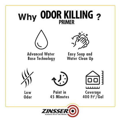 Rust-Oleum Zinsser 307648 Odor Killing Primer, White, Quart - size: 32 Fl Oz (Pack of 1)