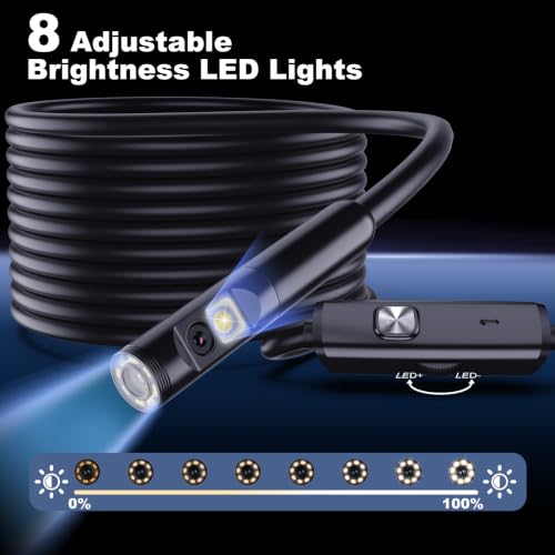 Dual-Lens Endoscope Camera with Light,1920P HD Borescope Inspection Camera