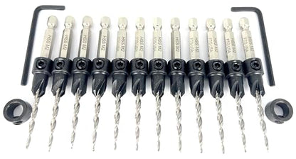 FTG USA 12 Pc #6 (9/64") Adjustable Wood Countersink Drill Bit Set Case - style: 12 Pc Same Size