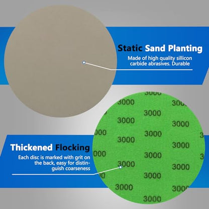 VIBRATITE 3000 Grit 5 Inch Hook & Loop Sanding Discs, 70PCS - size: 5 Inch (3000 Grit)
