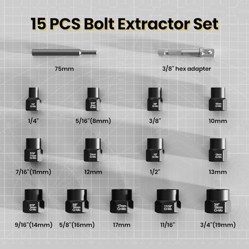 28PCS Bolt Extractor Set, Impact Nut/Bolt Removal Drill Kit - size: 28-Piece Extractor Set