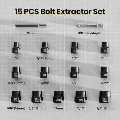 28PCS Bolt Extractor Set, Impact Nut/Bolt Removal Drill Kit - size: 28-Piece Extractor Set
