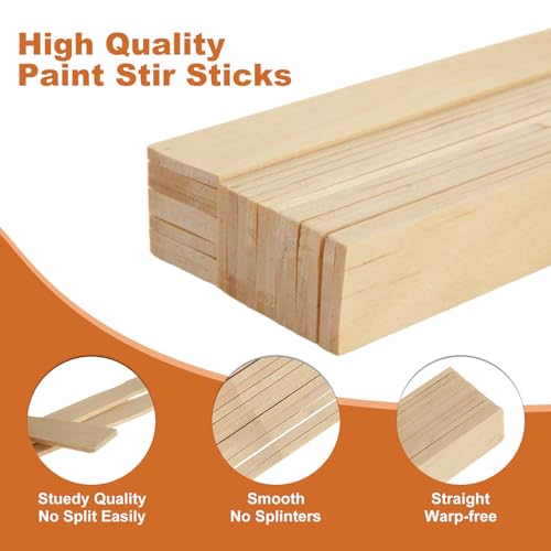 200 Pcs Paint Stir Sticks 12 inch Paint Mixing Sticks Paint Sticks Bulk, Wooden Paint Sticks Paint Stirring Sticks for Crafts DIY Mixing Epoxy Resin Paint Garden Library Markers