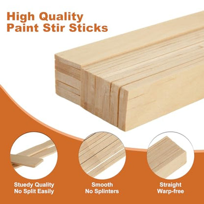 200 Pcs Paint Stir Sticks 12 inch Paint Mixing Sticks Paint Sticks Bulk, Wooden Paint Sticks Paint Stirring Sticks for Crafts DIY Mixing Epoxy Resin Paint Garden Library Markers