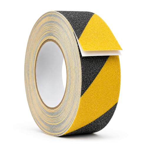 WOD Heavy Duty Anti Slip Tape Black and Yellow - 2 inch x 30 ft. Non Skid Treads Weather Proof Indoor/Outdoor Traction Tape for No Slip Stairs ASTC32 - color: Black and Yellow, size: 2 Inch (50mm)