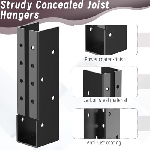 Concealed Joist Hanger Bracket 16PCS,2"x8" Concealed Flanges for 2"x8" Beam
