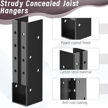 Concealed Joist Hanger Bracket 16PCS,2"x8" Concealed Flanges for 2"x8" Beam