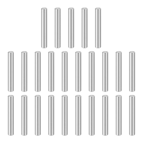 HARFINGTON 25pcs Dowel Pins, M4 x 28mm 304 Stainless Steel Cylindrical Shelf Support Peg Pin Rod Fasten Elements for Metal Devices Wood Furniture DIY Installation, Silver - size: M4 x 28mm