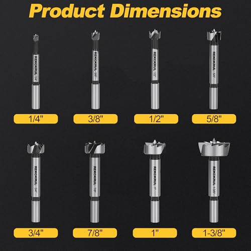 Forstner Bit Set 8Pcs - Forstner Drill Bit for Woodworking - size: 8PCS | Precision Imperial Sizing