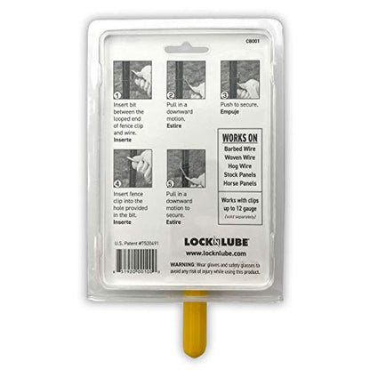 Clip Bender - Made in the USA - Steel tool used for securing T-Post fence clips - Comfortable yellow rubber grip - Black oxide coating to prevent rust. From LockNLube. - size: One-size