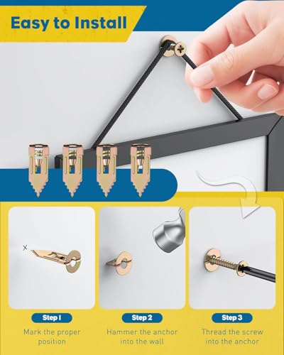 Vibit Self Drilling Drywall Anchors, Heavy Duty Wall Anchors for Drywall, Metal Dry Wall Anchors and Screws Kit, Carbon Steel Sheetrock Anchors with #6 x 1 3/8" Screws, Picture Hanging Kit, 50 Pcs - size: 50 Pcs
