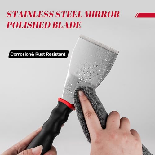 Mister Rui 3 Inch Metal Scraper, Bent Heavy Duty Curved Paint Scraper Tool