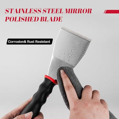 Mister Rui 3 Inch Metal Scraper, Bent Heavy Duty Curved Paint Scraper Tool