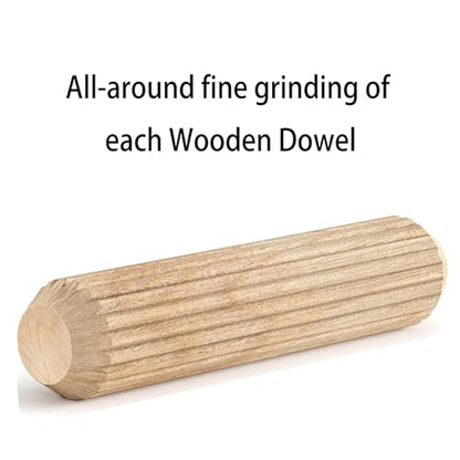 Wood & Wooden Dowel Pins 3/8"x2" (9.5mmx50mm) - Fluted Grooved Hardwood Pegs for Woodworking, Furniture Frames - 100 Pack by PXBBZDQ - size: 3/8" x 2"