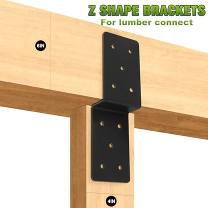 4Pcs Z Brackets,3"x 5" Connector Bracket for Wood Post to Beam Support - size: Z 5''X3''