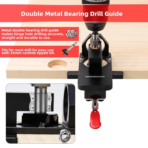 GOINGMAKE Compact Metal Concealed Hinge Jig,35mm Cabinet Hinge Jig