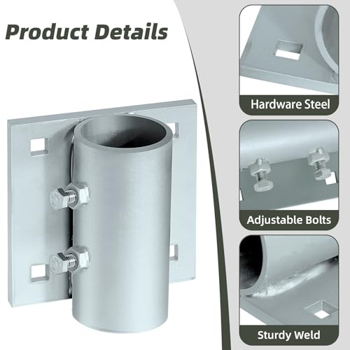 Stationary Dock Heavy Duty Hardware Side Leg Pipe Holder,Floating Dock Brackets Hardware,Dock Pipe Brackets Sleeve Holder for Pipe Pole Post,7/16" Holes for 3/8" Carriage Bolts - style: 2pack Dock Side Pipe Holder