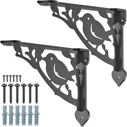 SELEWARE 2 Pack 8" Heavy Duty Shelf Brackets, Bird Decorative L Brackets - size: 8 Inch, style: Bird-2 pack