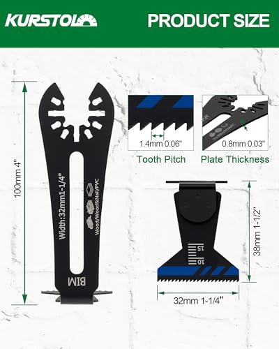 90°Angle Oscillating Saw Blades 6pcs- KURSTOL Bi-Metal Multi Tool Blades - size: 1-1/4" 90°BIM
