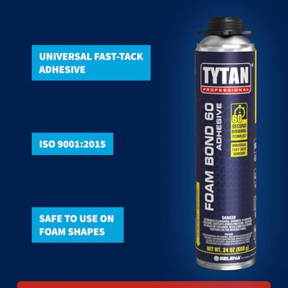 Foam Bond 60 24 oz Polyurethane Adhesive – Fast-Tack, 60-Second Drying, DIY Glue for Foam Panels, Shiplap, Wall Paneling, Board and Batten, Subfloors, Wood (3 Can Kit) - style: 3 Can Kit