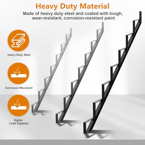 Steel Stair Riser 7 Step 3 Pack, 57" H Metal Stair Stringers for Deck - size: 7 Step