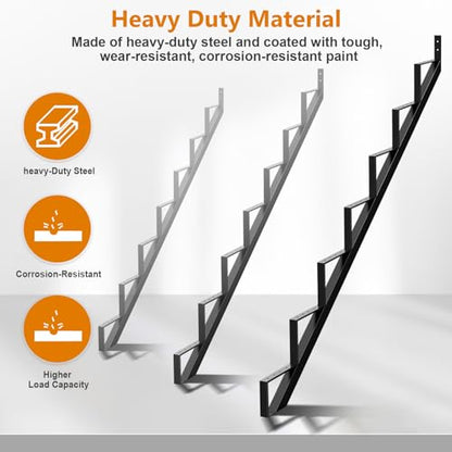 Steel Stair Riser 7 Step 3 Pack, 57" H Metal Stair Stringers for Deck - size: 7 Step