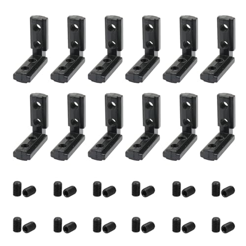12Pcs Black 10 Series Aluminum Extrusion Profiles 1010 Series L-Shape Interior Corner Connector Joint Bracket with Screws for 10/10 1" x 1" 1 Inch x 1 Inch Extruded Aluminum Profiles - style: 12 set internal bracket with m5