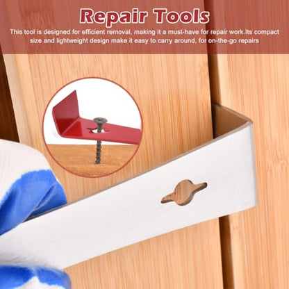 2pcs Flat Pry Bar, Stainless Steel Pry Bar Scraper Set, Pr-y Tool Mini Crowba-r Tool, Nail Puller Carpentry Tools, Multipurpose Tool for Scraping Pulling Lifting Kitchen Remodel(COLOR:Red + Silver)