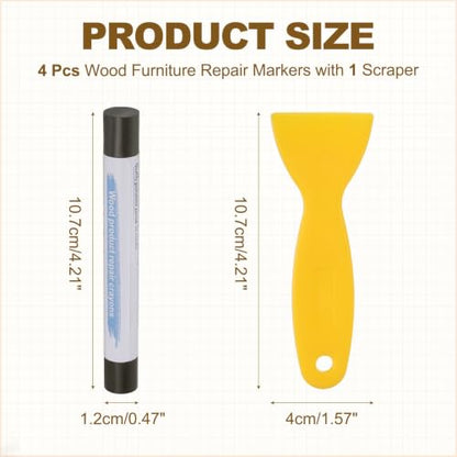 PATIKIL 4Pcs Wood Furniture Repair Markers with Scraper, Deep Texture - color: Deep Texture