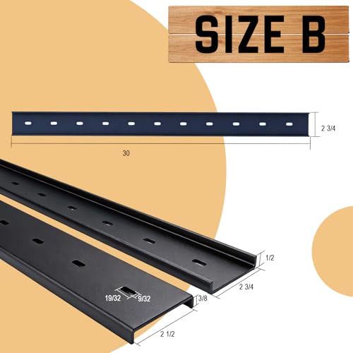 C Channel Steel Support Metal Support Bracing Hidden C Bracket for Table Top Live Edge Slab Woodworking, Black Coat Finish, 6 Holes (3 Pack, 30 Inch) - size: 30 Inch, style: 3 PACK 1