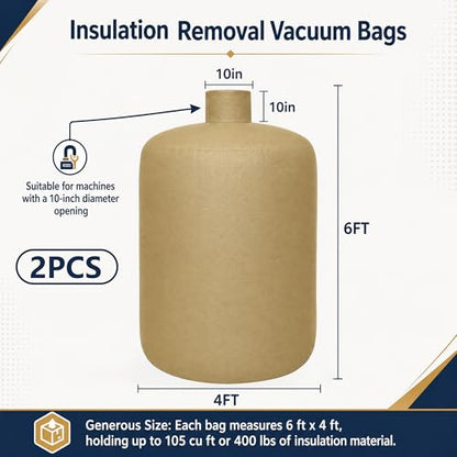 2 Pcs Insulation Removal Vacuum Bag Compatible with Insulation Hoses, Khaki - color: 2 Khaki