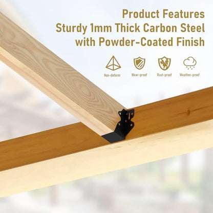 32 Pack 2x4 Joist Hanger Face Mount 20 Gauge Steel Beam Timber Support - size: 32 PCS, style: 2''X4''