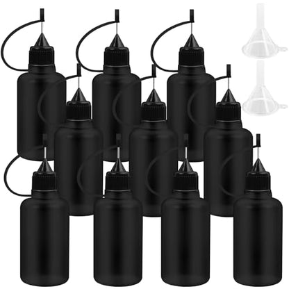 10Pcs 30ml Needle Tip Glue Bottle, 2 Funnel Includes,Black - color: Black