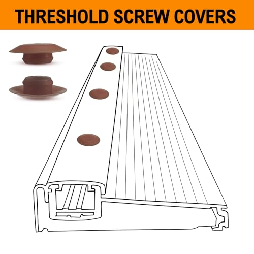 32 Pcs Door Threshold Screw Covers, Adjustable Sill Cap Plugs, Brown - color: Brown