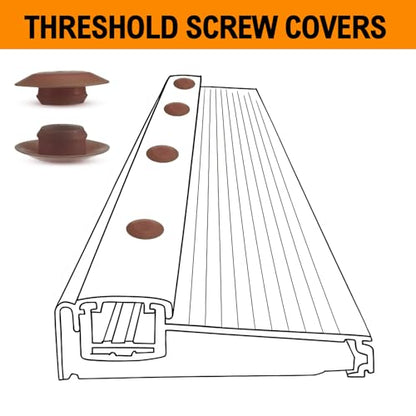 32 Pcs Door Threshold Screw Covers, Adjustable Sill Cap Plugs, Brown - color: Brown