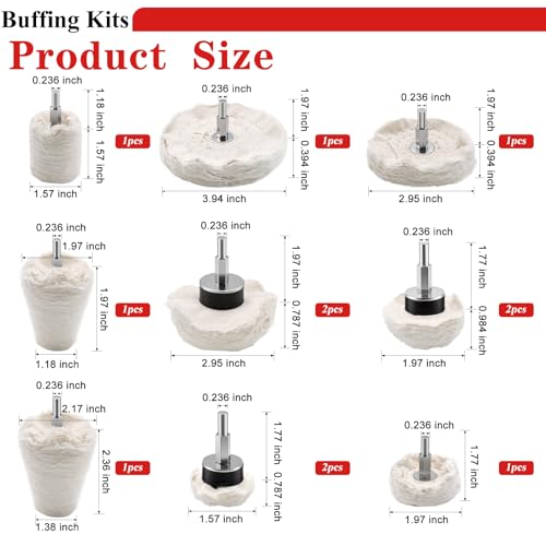 Tnisesm 15Pcs Buffing Wheel Kits,Polishing Wheels Buffing Pads for Drill for Metal Aluminum,Stainless Steel, Chrome, Jewelry, Wood, Plastic, Ceramic, Glass,etc - color: white-15PCS