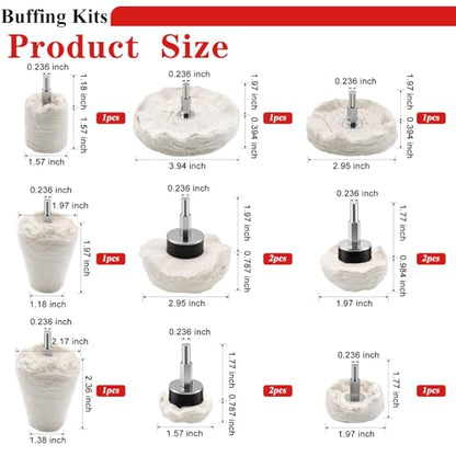 Tnisesm 15Pcs Buffing Wheel Kits,Polishing Wheels Buffing Pads for Drill for Metal Aluminum,Stainless Steel, Chrome, Jewelry, Wood, Plastic, Ceramic, Glass,etc - color: white-15PCS