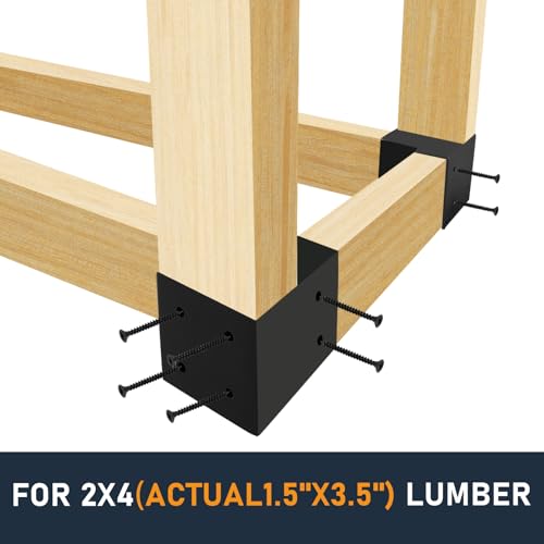 2x4 Workbench Brackets 4pcs,3-Way Corner Bracket for DIY Custom Worktable - size: 2X4