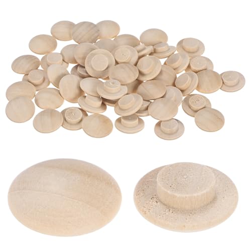 M METERXITY 50-Pack Wood Plugs for Screw Holes, 18 x 10mm Beech Button Wood Top Plugs for Furniture/Stair/Chair/Craft, Flat Head Decorative Wooden Cover - size: 18x10mm