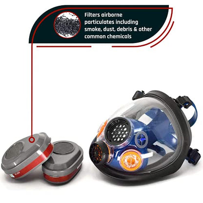 Parcil Distribution Full Face Respirator Mask - Air Purifying, Organic Vapor & Particulate - Industrial Use - CE Tested - color: Pd-101 Inferno Red